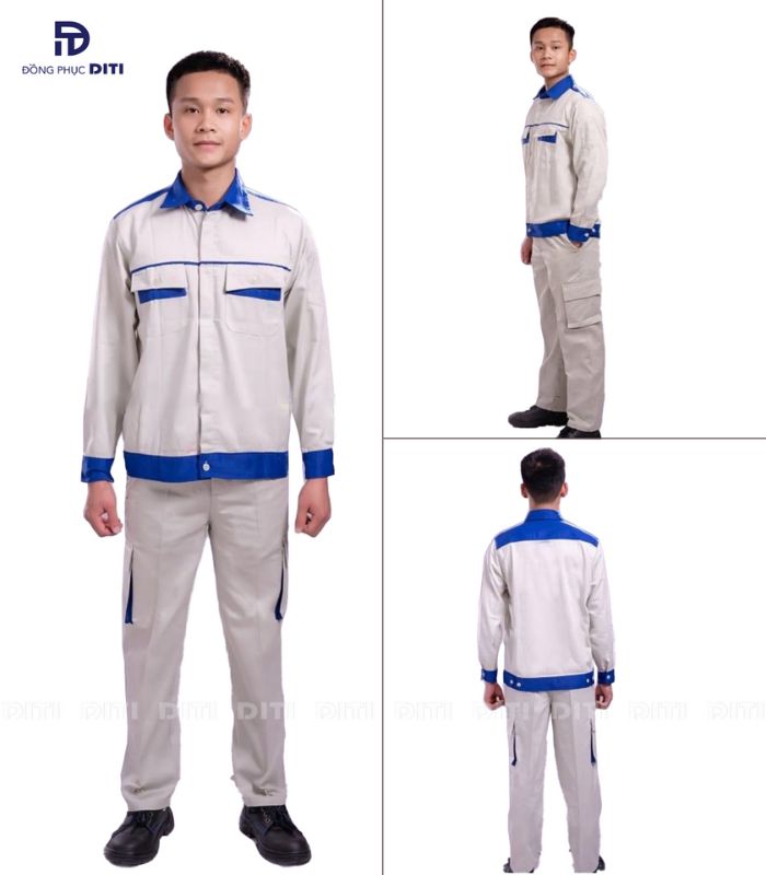 Đồ bảo hộ màu trắng xanh nguyên bộ