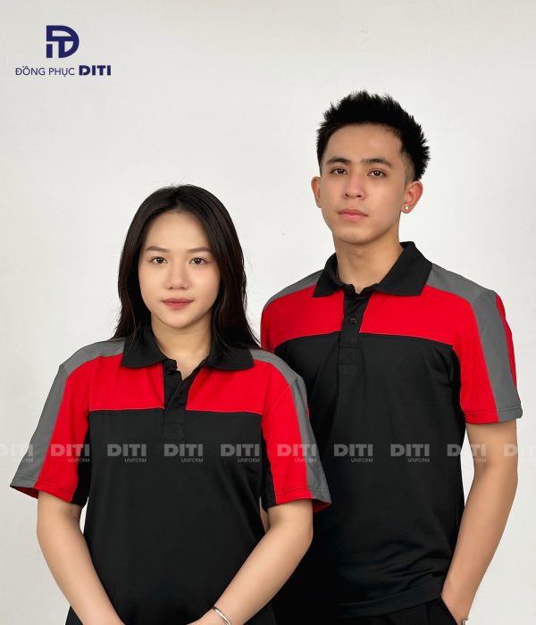 Áo Polo đồng phục doanh nghiệp màu đỏ đen đẹp