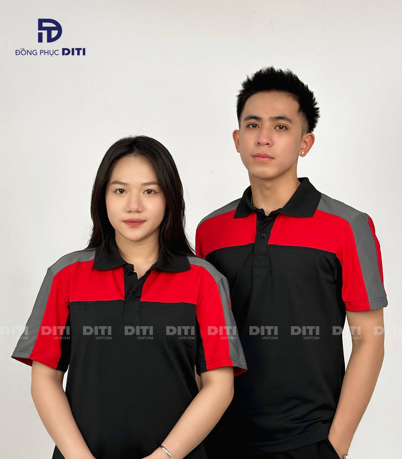 Áo Polo đồng phục doanh nghiệp màu đỏ đen đẹp