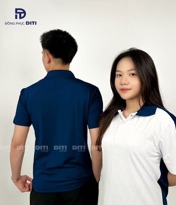 Áo polo đồng phục doanh nghiệp màu trắng xanh đẹp