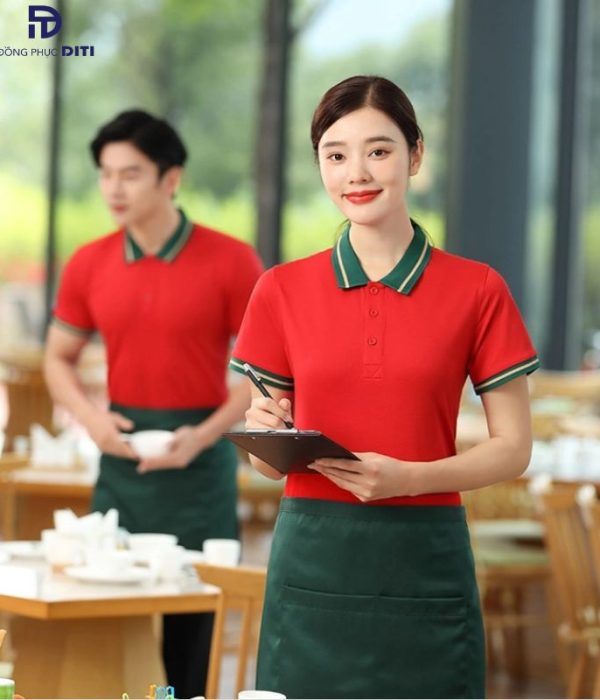 Áo thun đồng phục nhà hàng đỏ