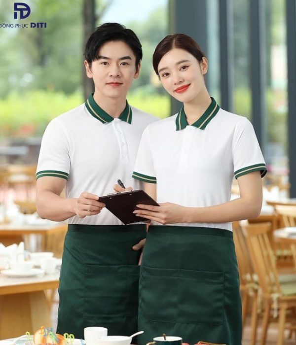 Áo thun đồng phục nhà hàng trắng