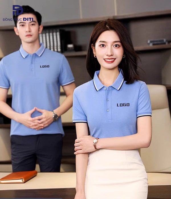 áo đồng phục công ty xanh biển