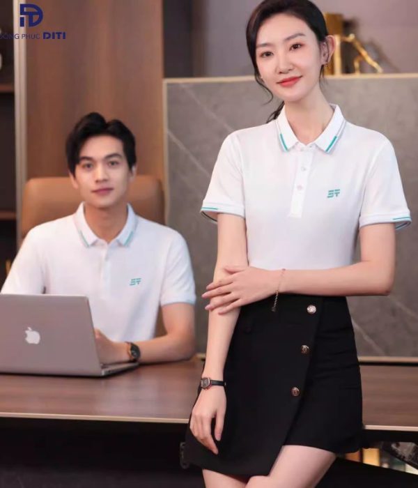 Áo thun đồng phục công ty phôi bo dệt xanh