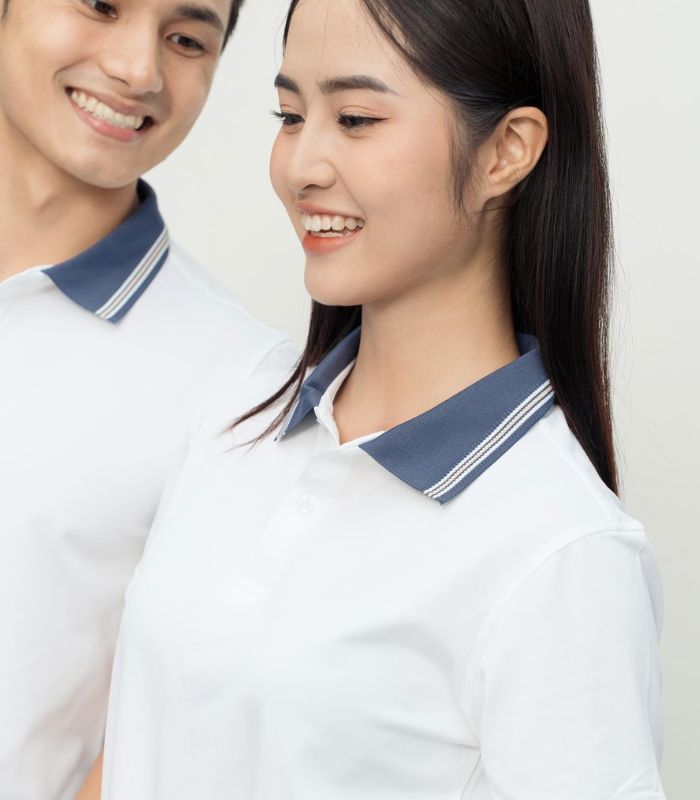 Áo polo đồng phục màu trắng