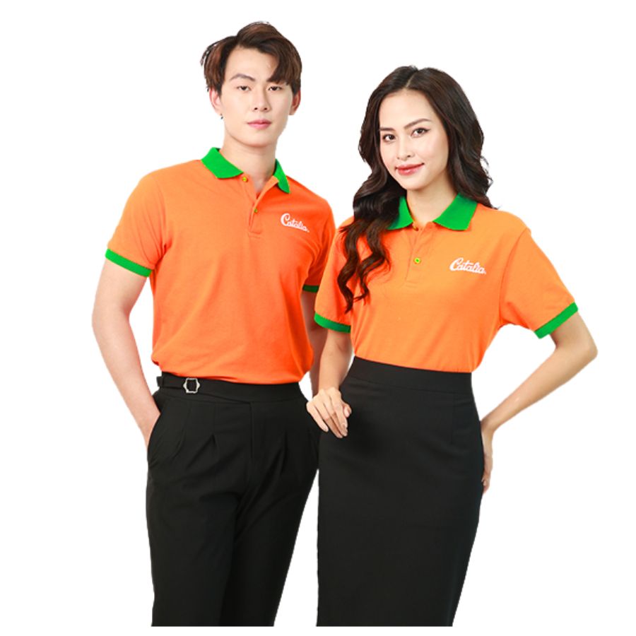 Áo polo đồng phục màu cam