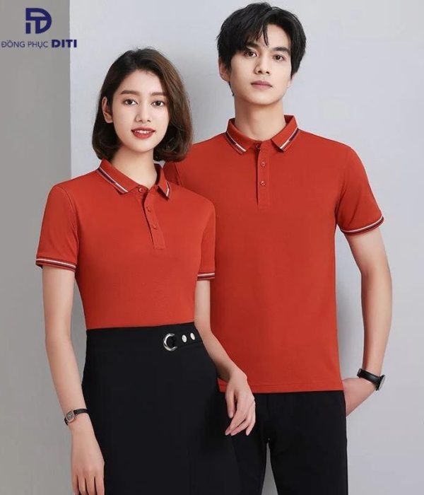 Áo thun polo cổ trụ màu đỏ