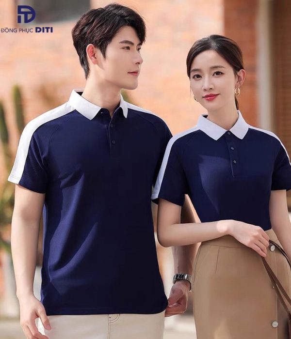 Áo polo đồng phục xanh đen dễ phối đồ