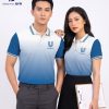Áo polo đồng phục doanh nghiệp màu xanh trắng thiết kế hiện đại cho nhân viên công ty